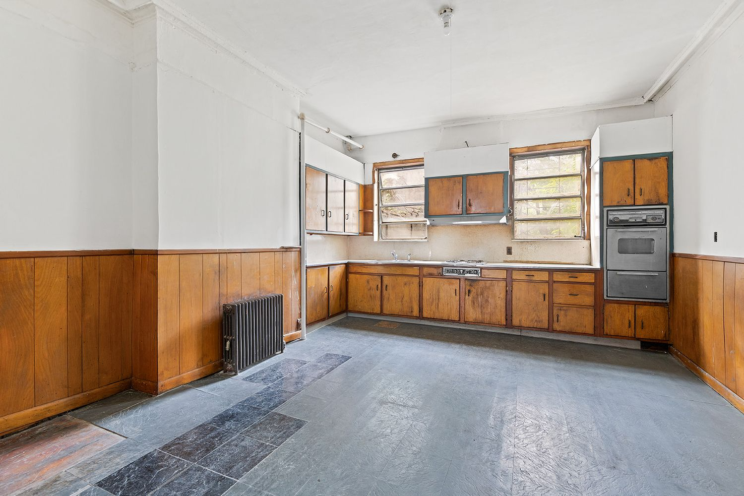 kitchen with vintage wood cabinets