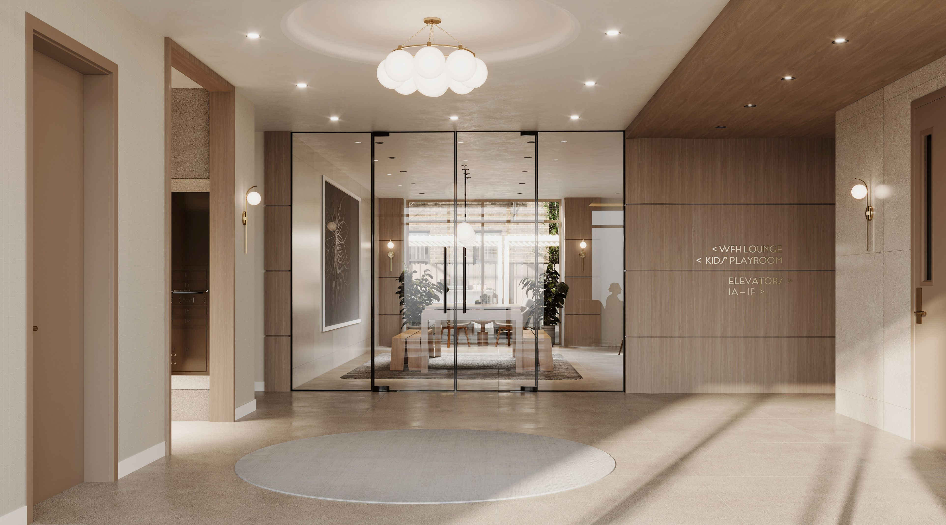 lobby with neutral walls and floors