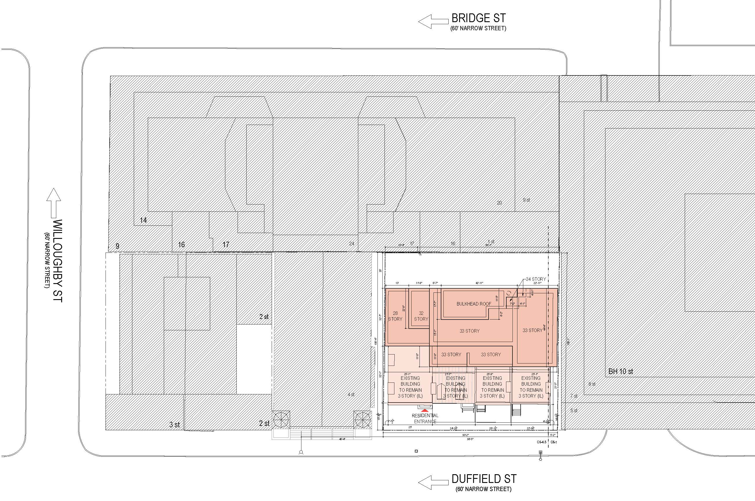 site plan showing existing and proposed building footprint