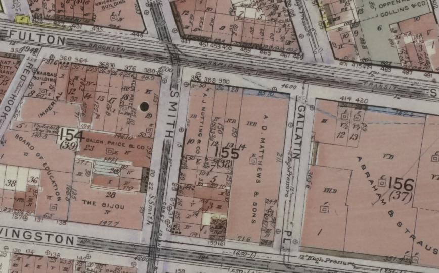map of downtown brooklyn in 1916