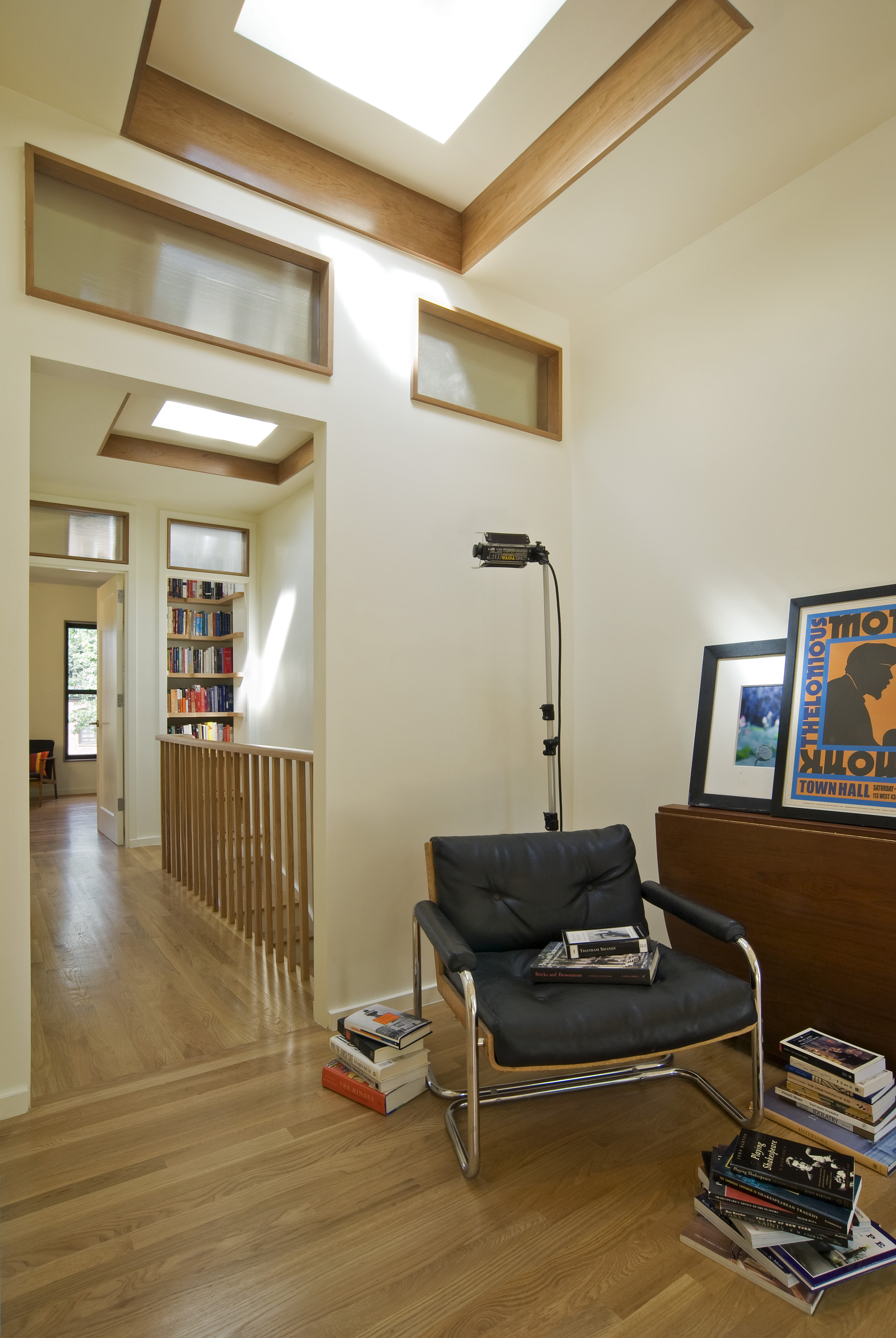 PJCArchitecture added operable skylights to the top floor of a Park Slope townhouse to help light, warm, or cool the interior, depending on the season