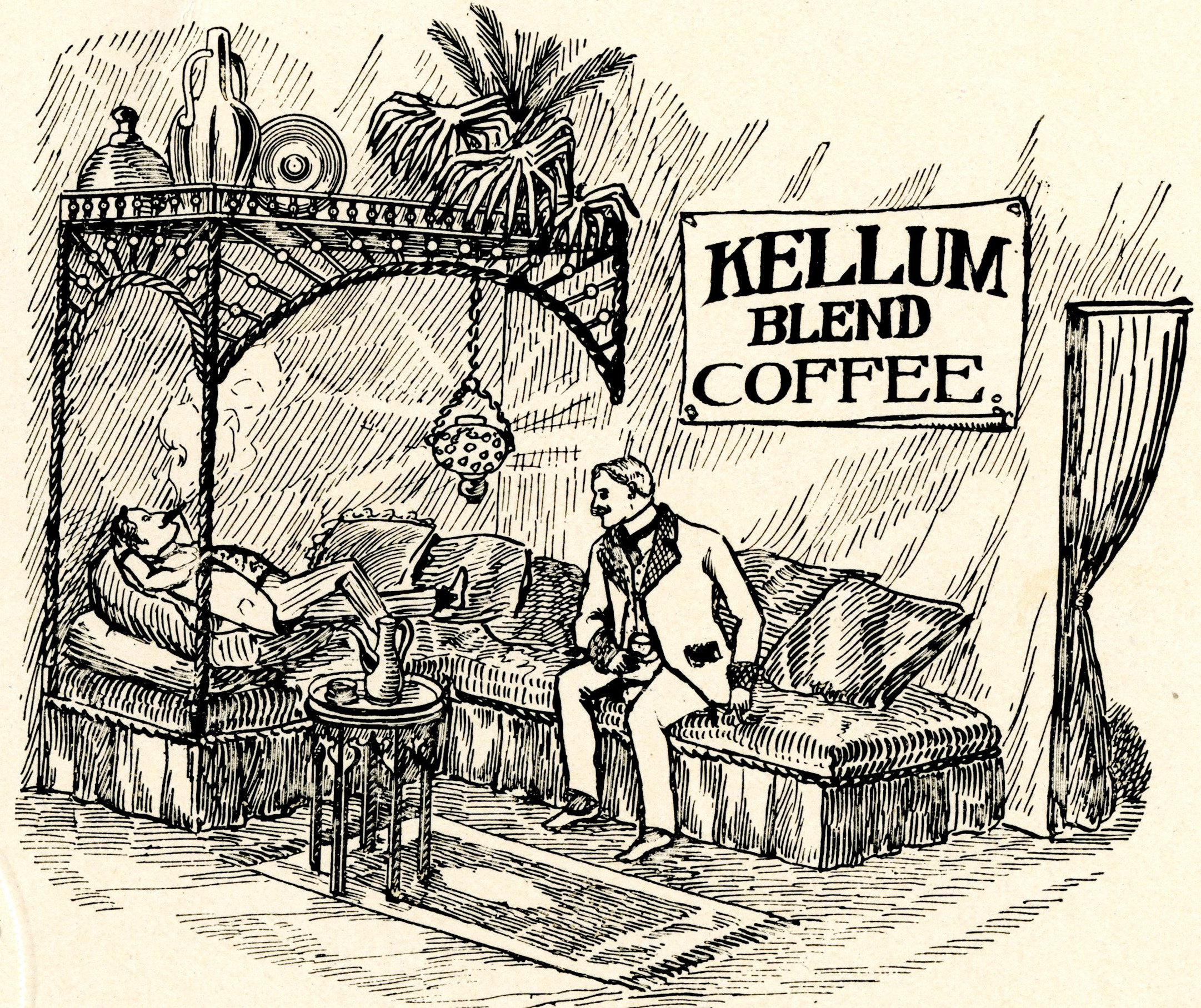 sofas in a corner surrounded with a fretwork frame