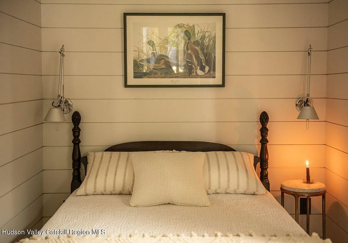 bedroom with shiplap