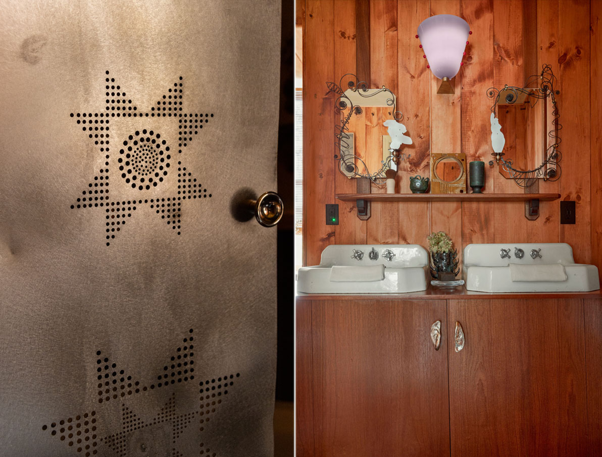 bathroom with wood panelling
