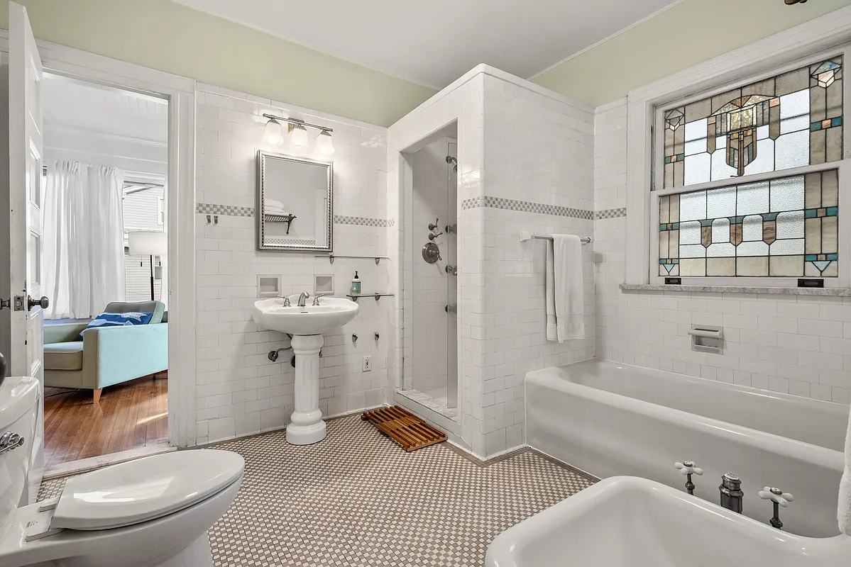 bathroom with built-in tile