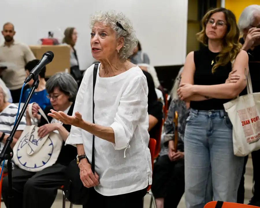 person at a microphone