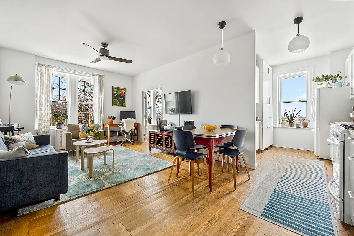 living room with open plan kitchen