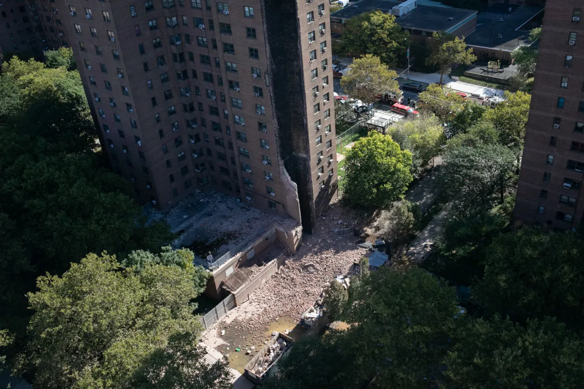 Residents of a NYCHA building in the South Bronx were evacuated after part of their building collapsed, October 1, 2025.