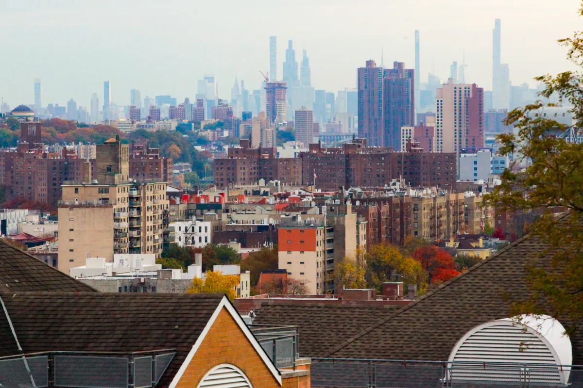 New and older Bronx buildings dotted skyline leading toward Manhattan, Nov. 3, 2025.