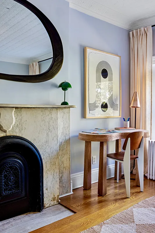 detail of marble mantel