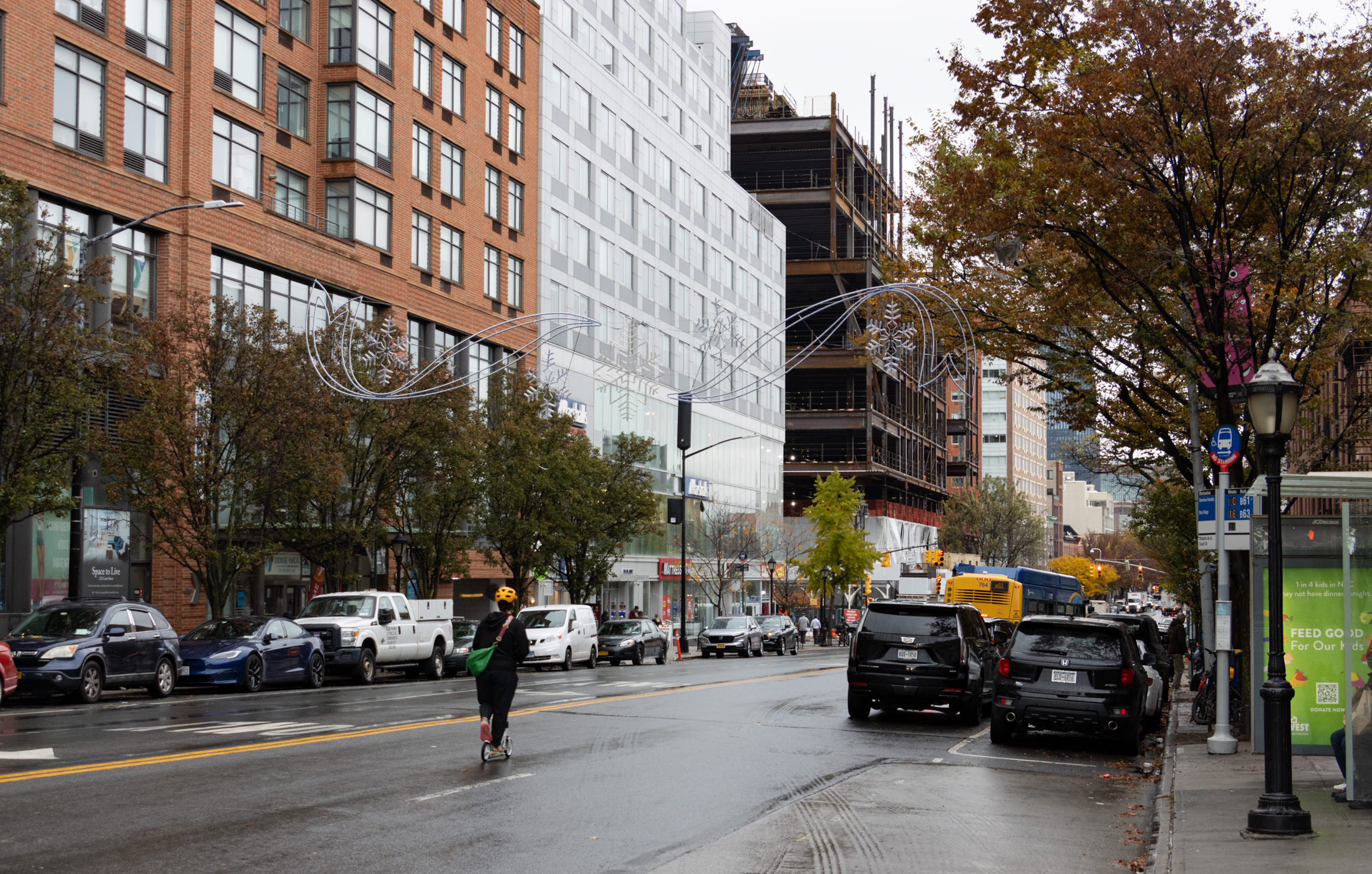 view on atlantic avenue of steel framework of new building