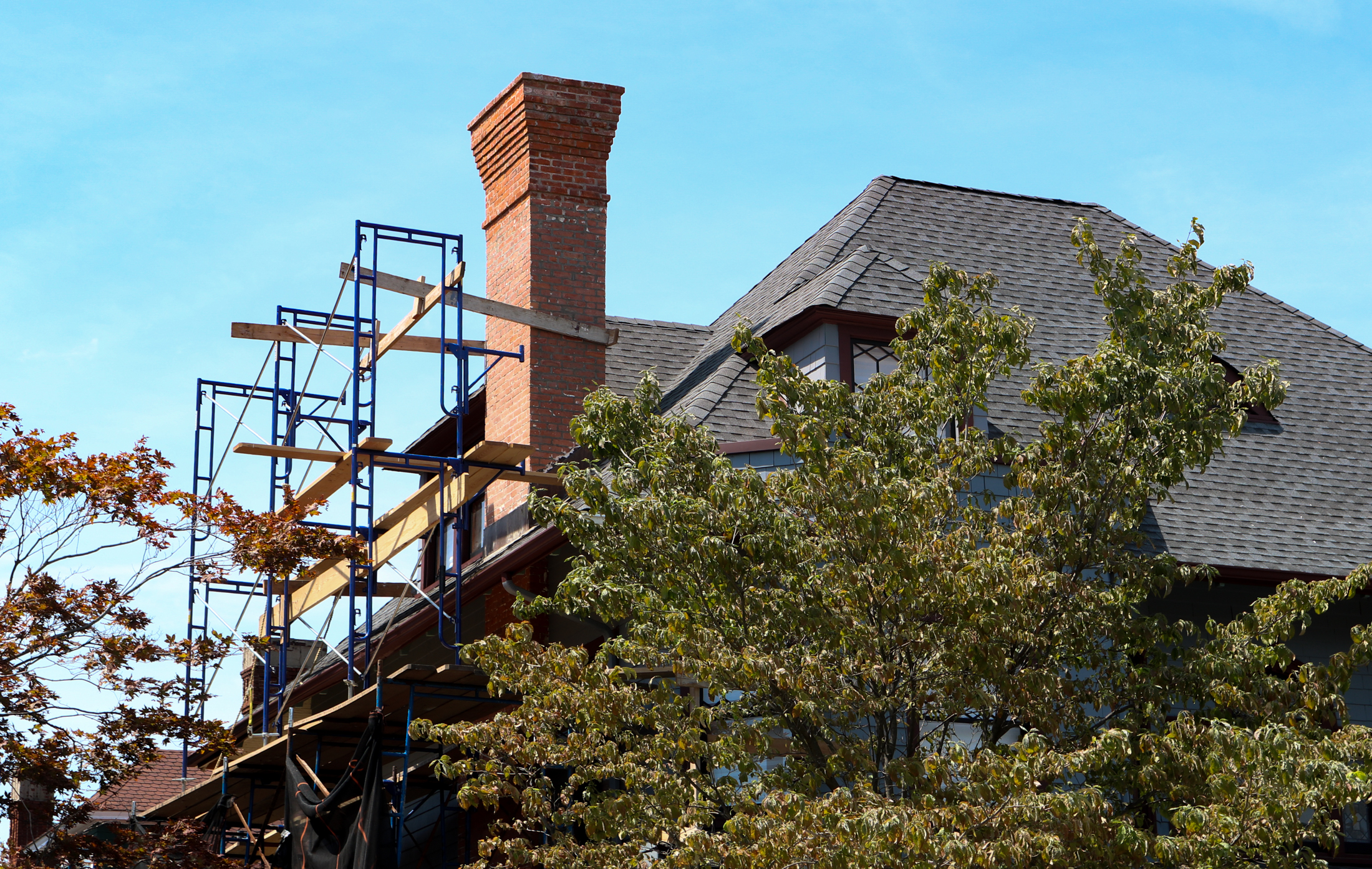 scaffolding on a house