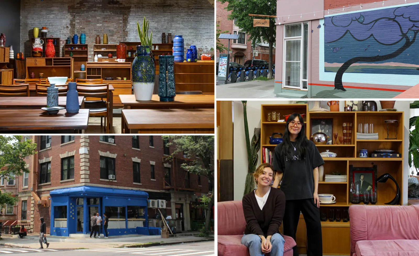 collage of the inside and outside of small businesses and restaurants in brooklyn
