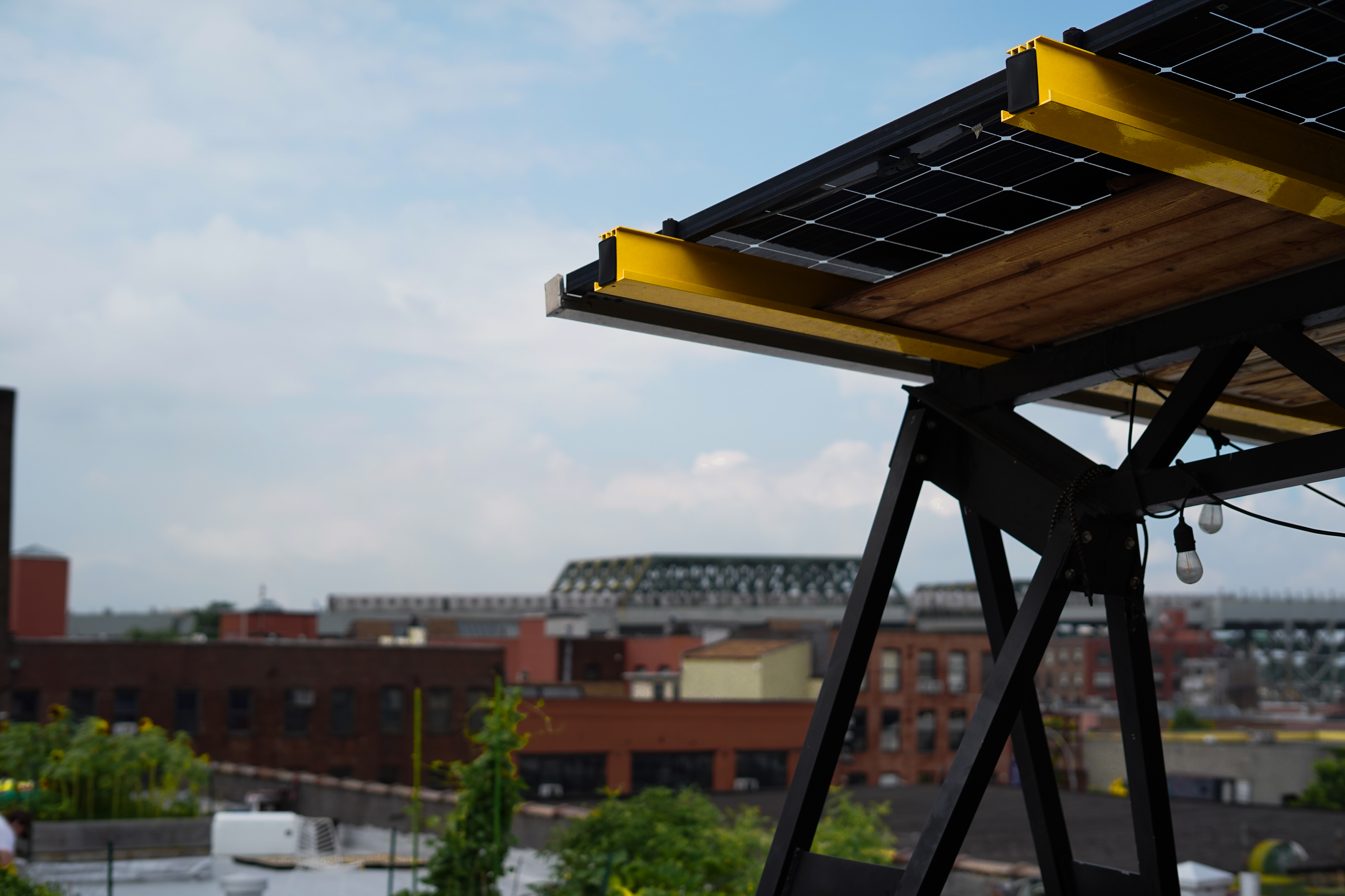 Solar panel on Brooklyn rooftop