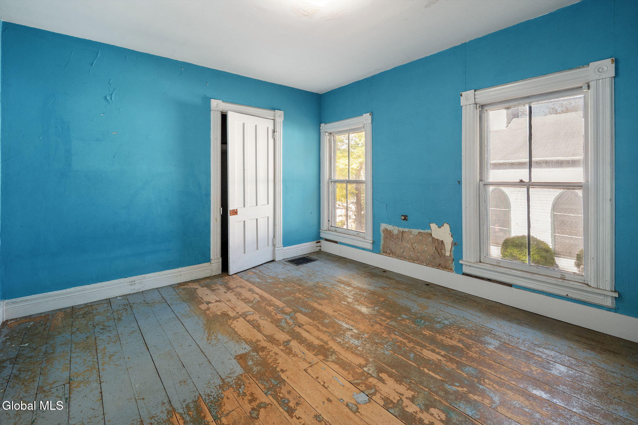 bedroom with blue walls