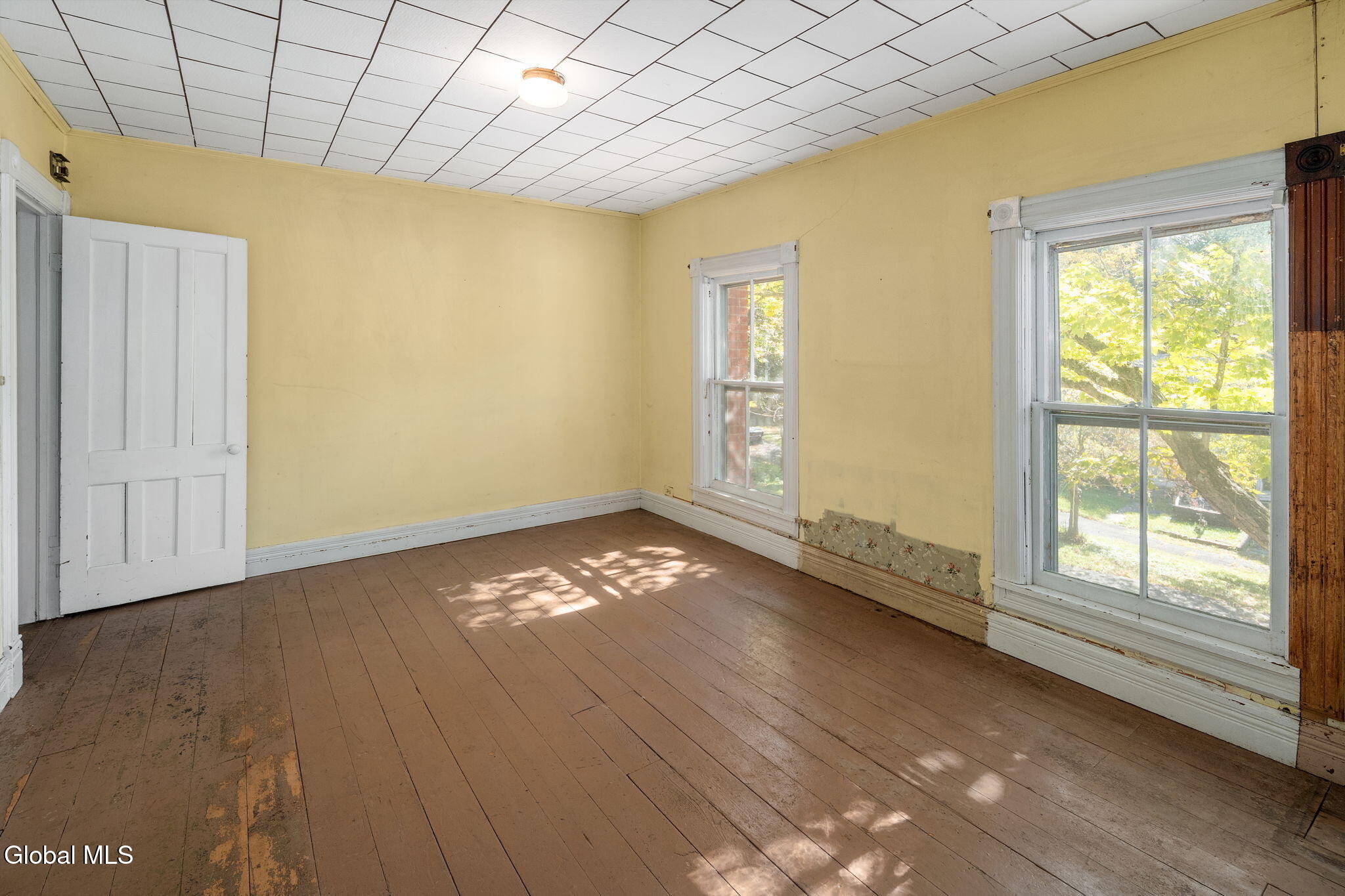 bedroom with yellow walls