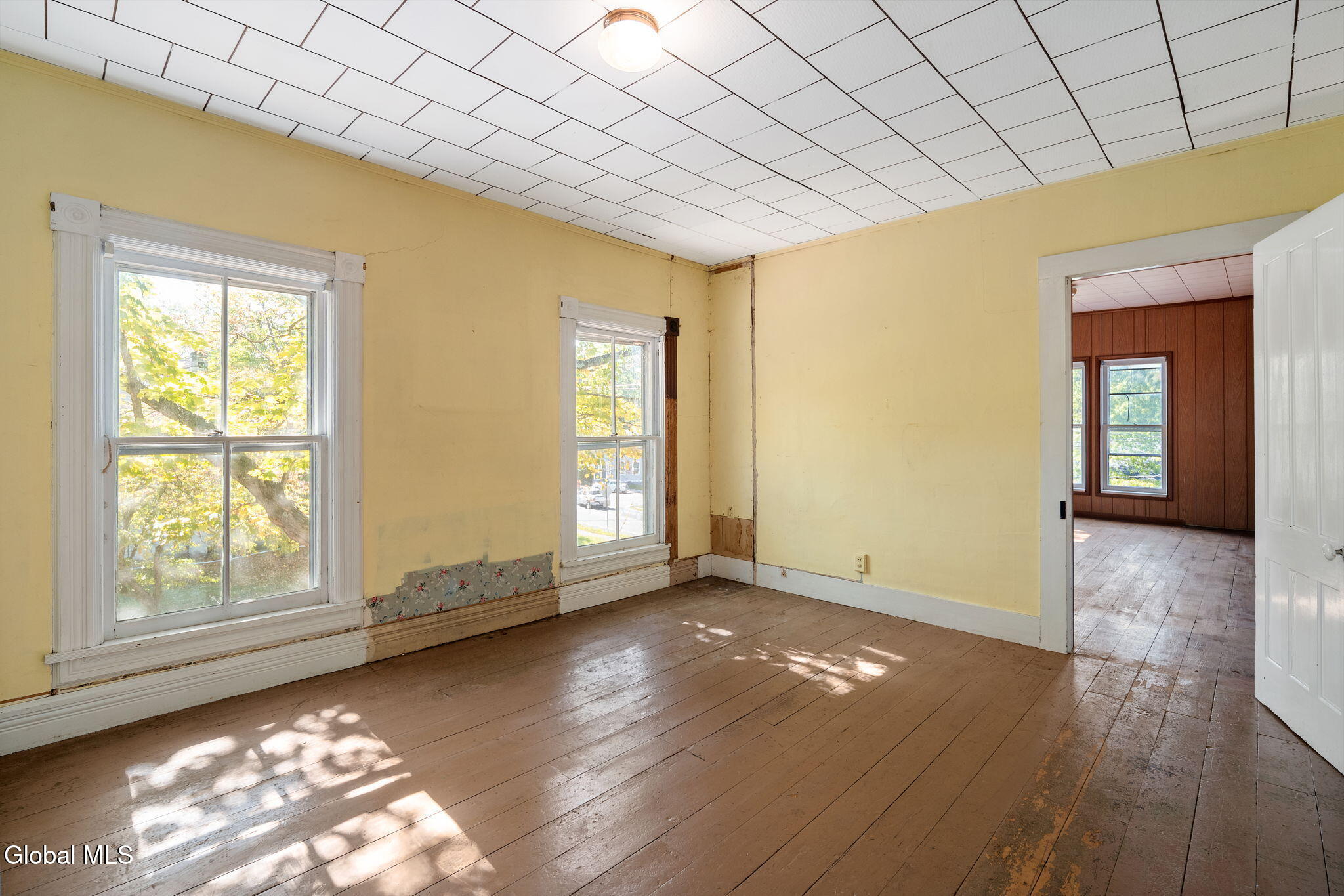 bedroom with yellow walls