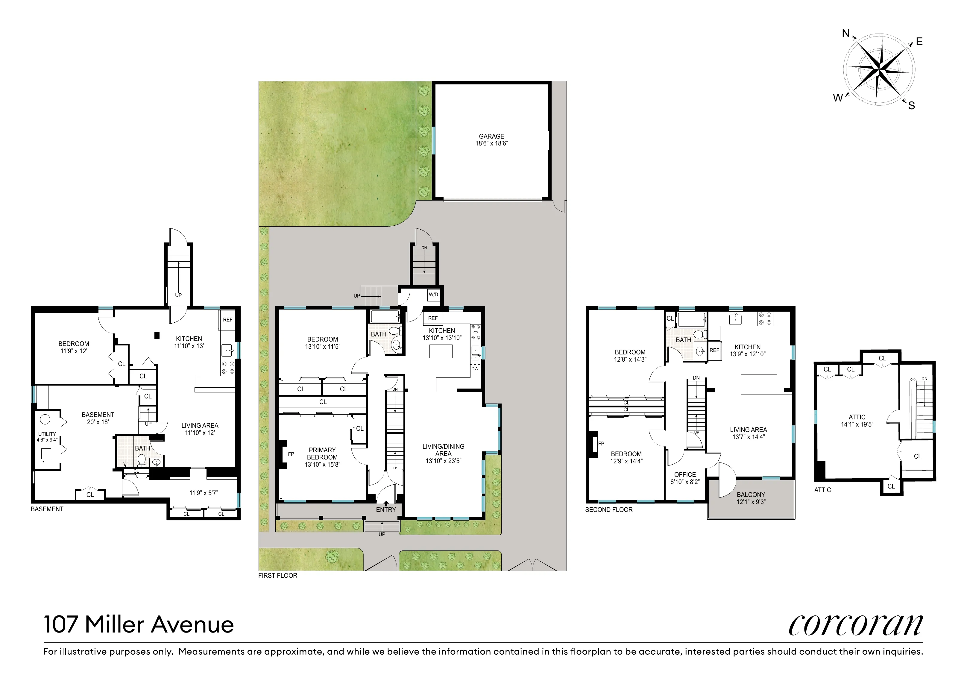 floorplan showing three kitchens