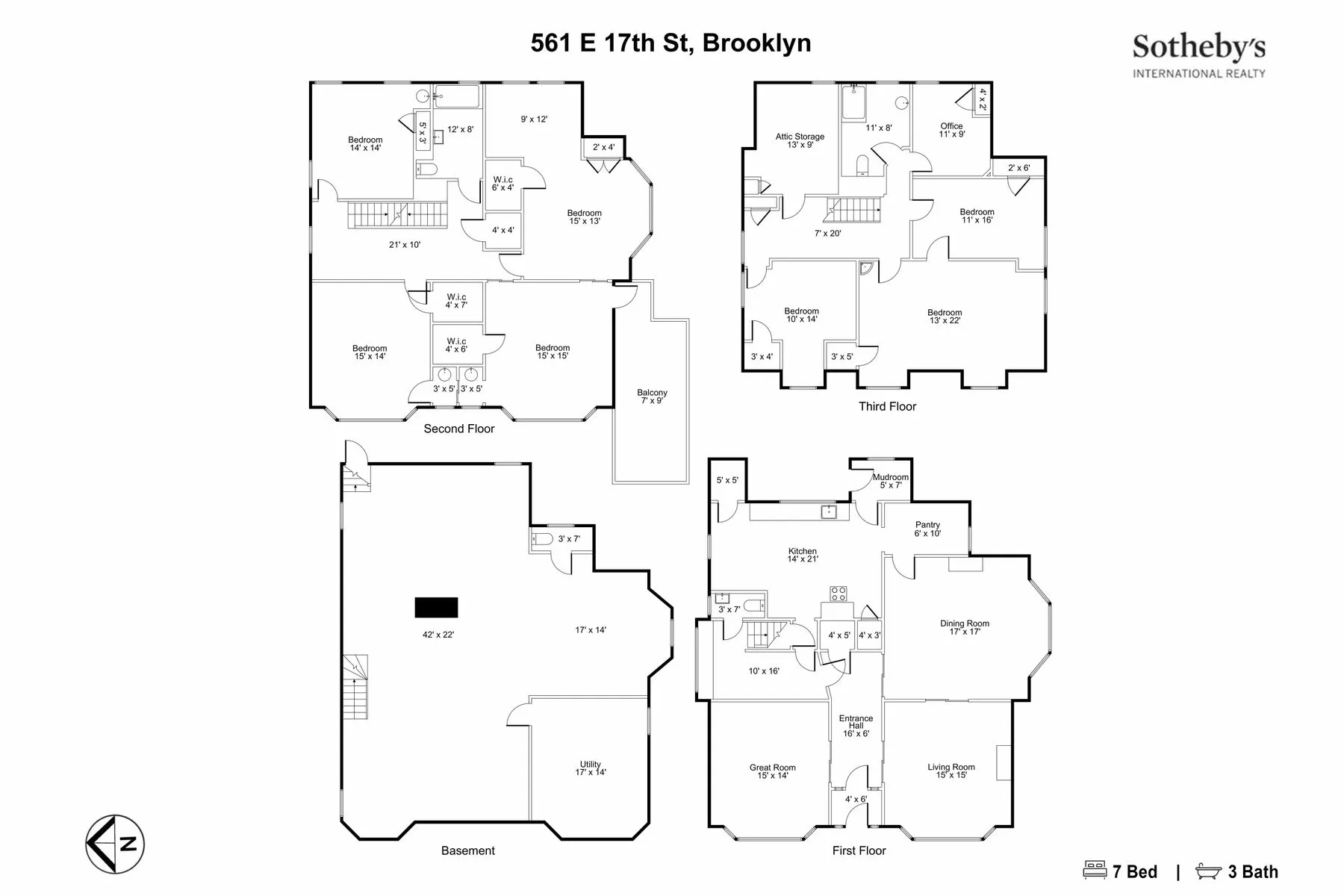 floorplan showing four floors