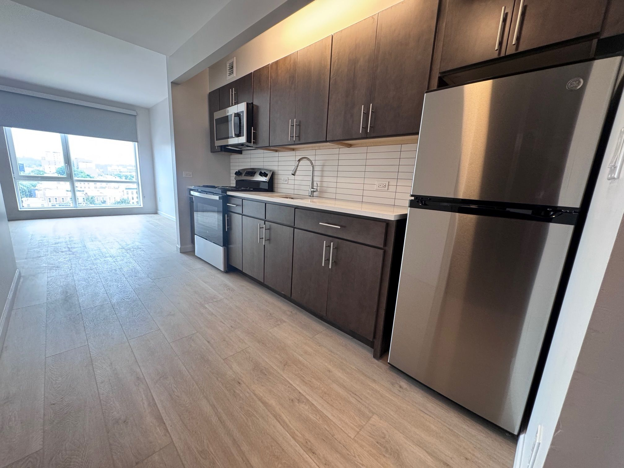 kitchen with brown cabinets