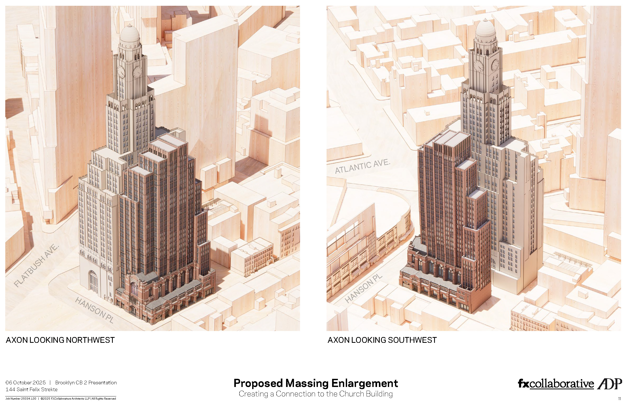 rendering showing a tower above a church