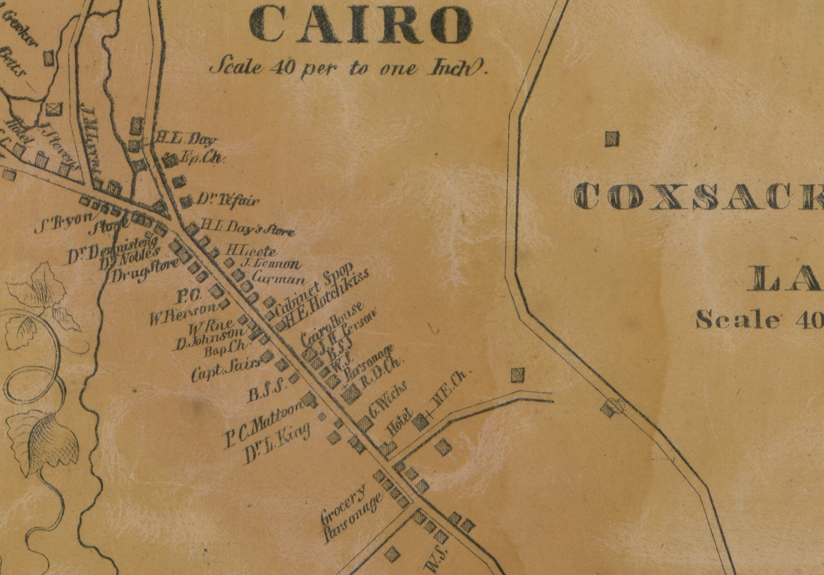 map with black boxes indicating buidlings