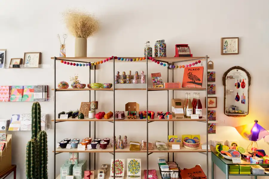 shelves with candles and other items for sale