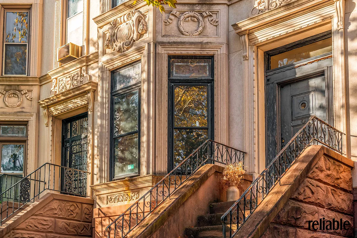 stoop with black front door