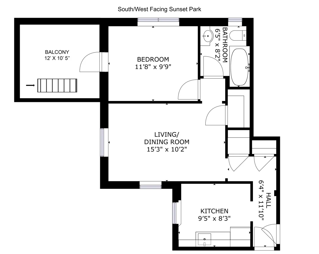floorplan showing one bedroom and one bathroom