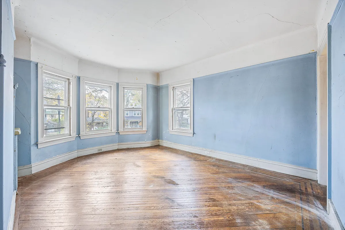 bedroom with blue walls