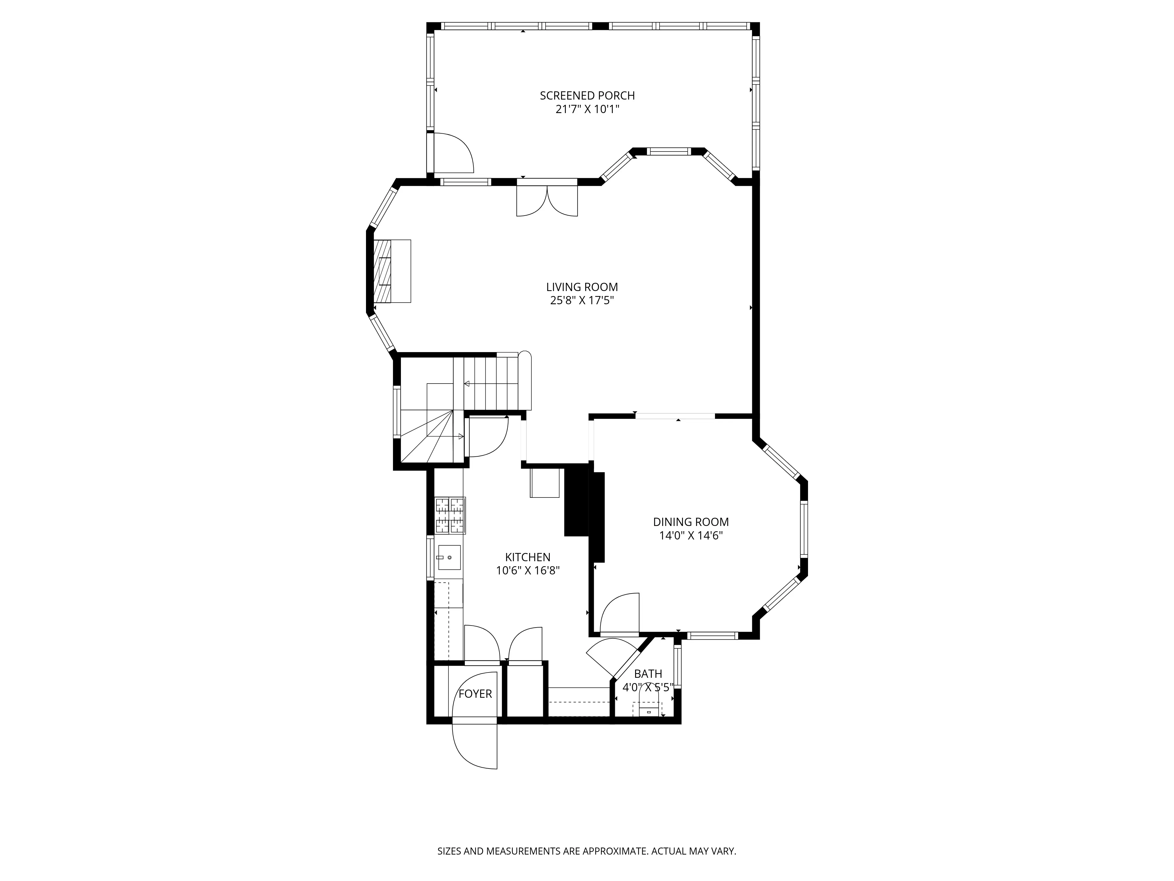 floorplan for first floor with parlor, dining and kitchen