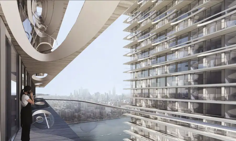 rendering showing balconies