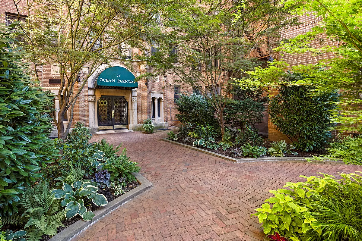 brick walkway to building entrance