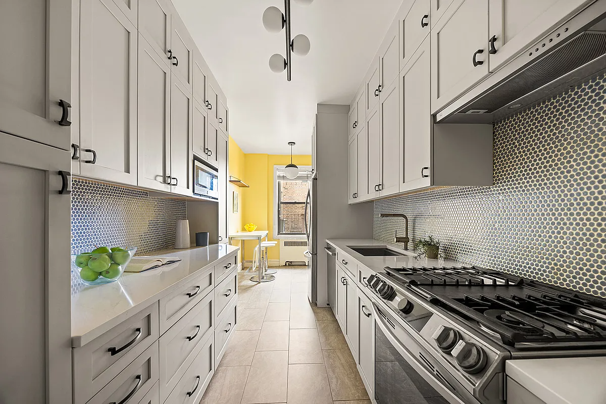 kitchen with white cabinets