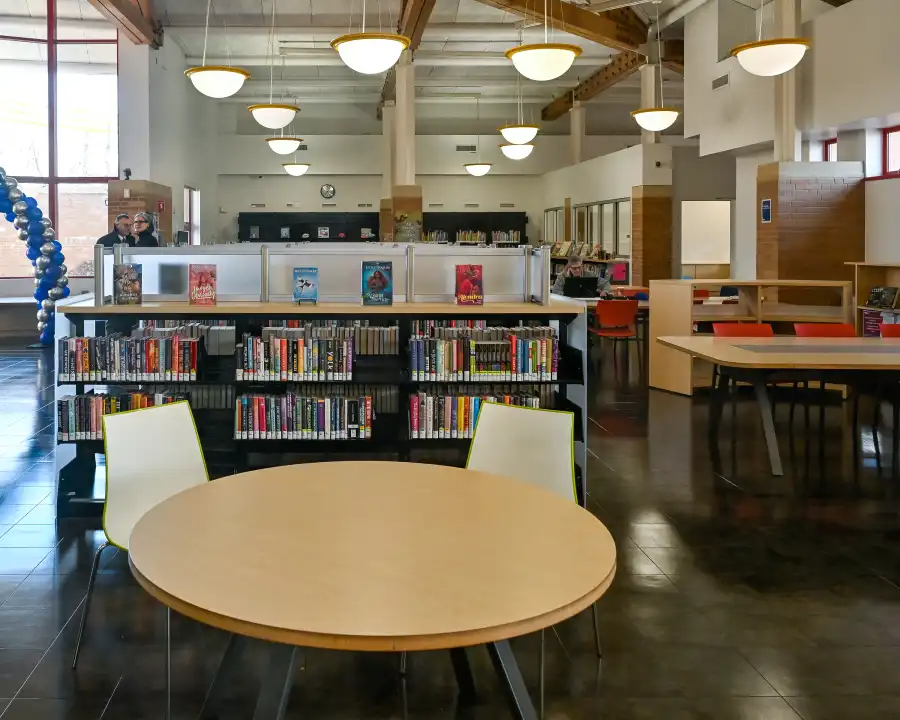 interior with books and tables