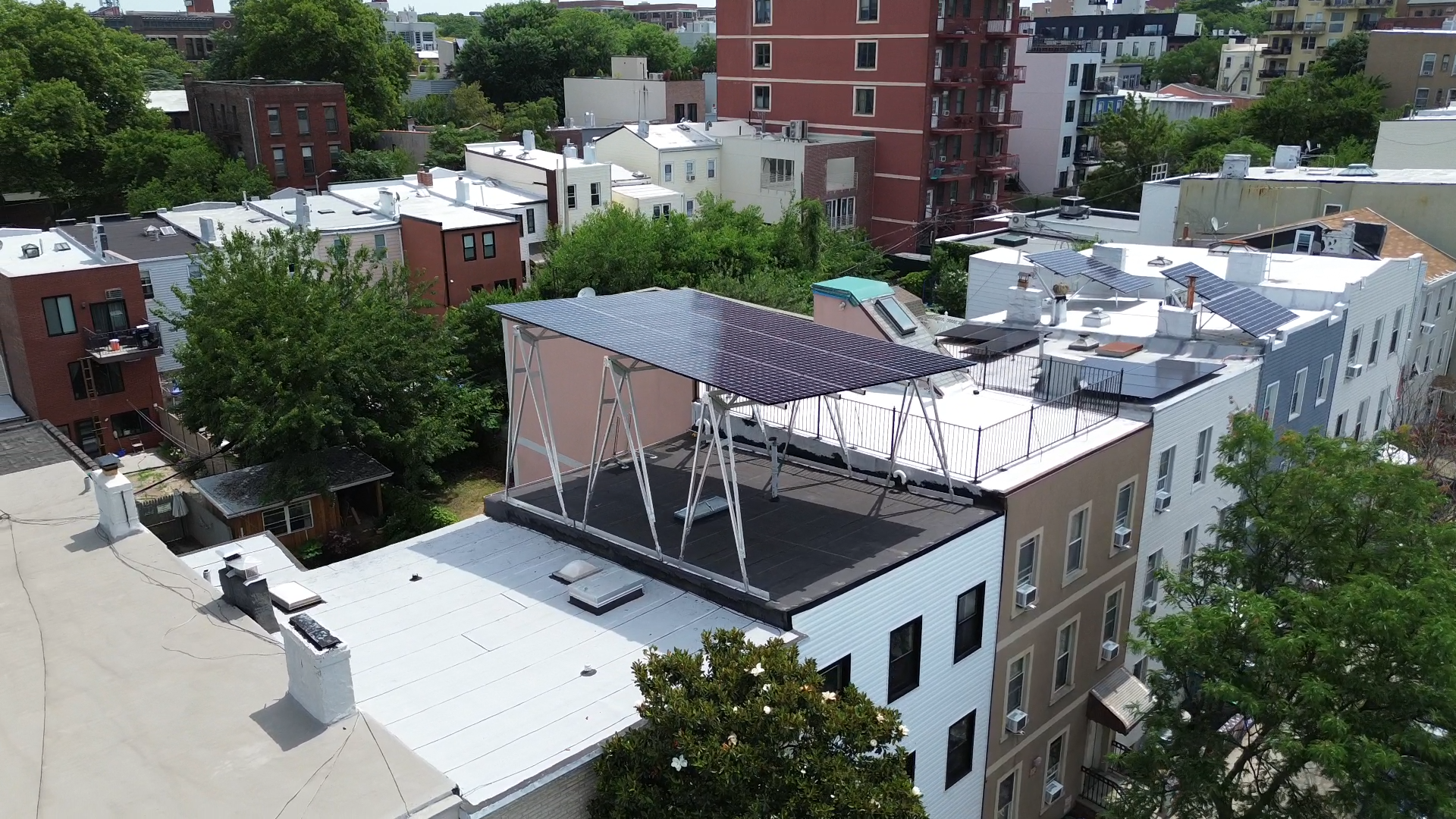 Solar panel on a brooklyn brownstone