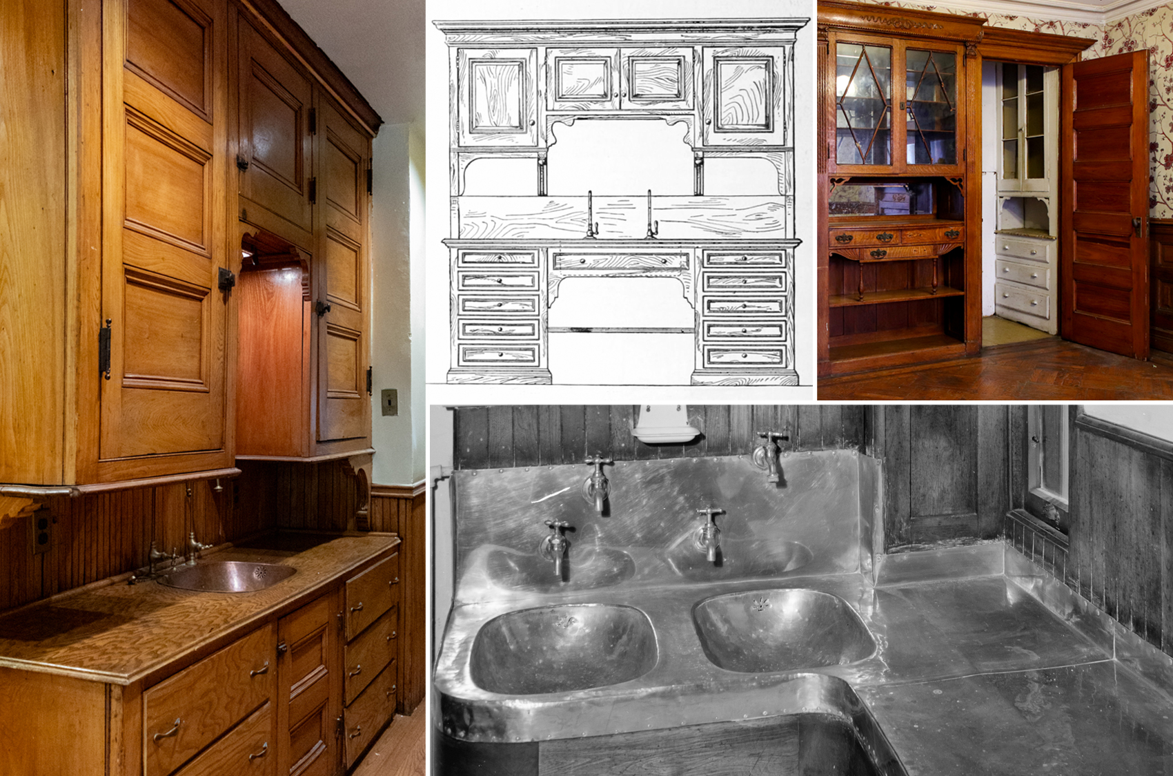 collage of butler's pantry elements