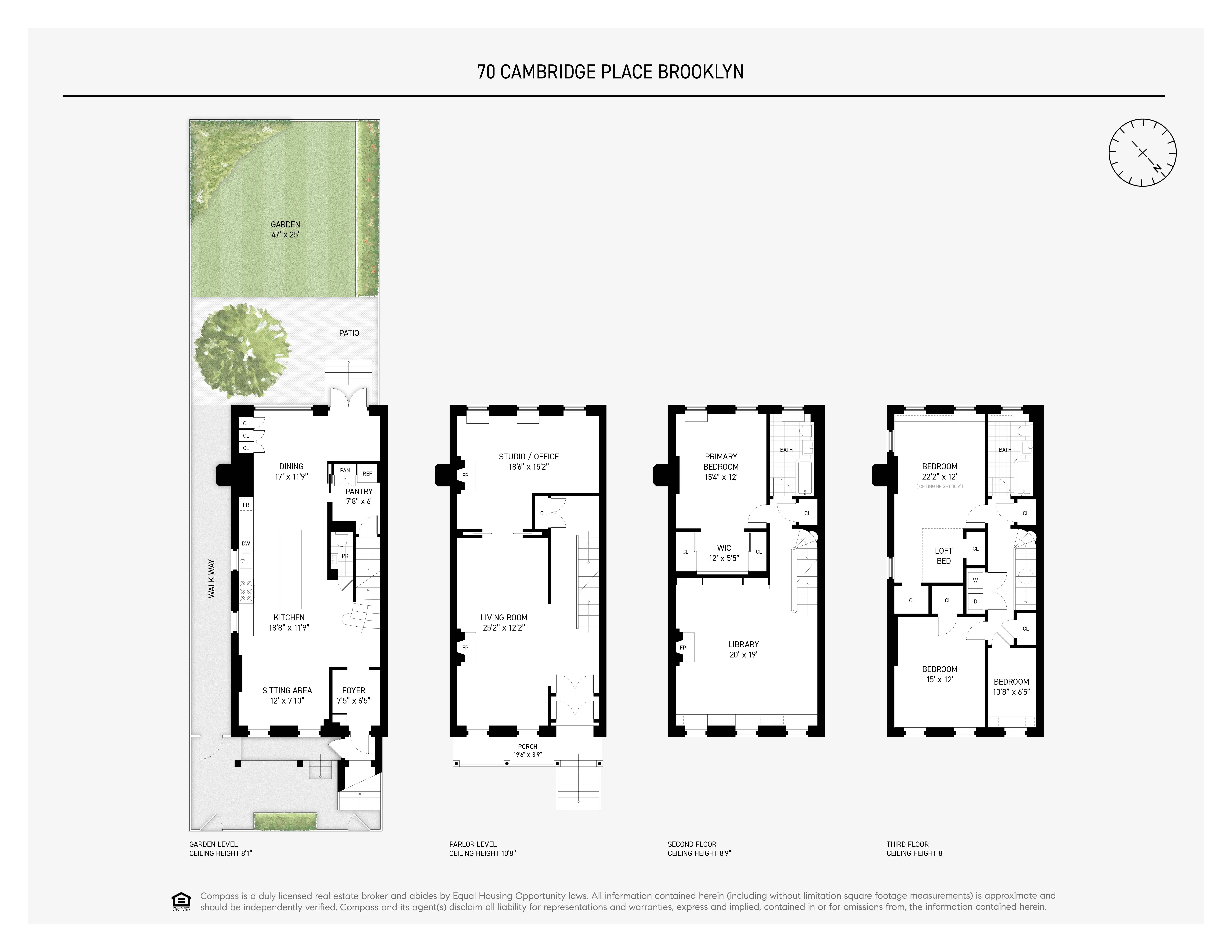 floorplan showing four floors of living space
