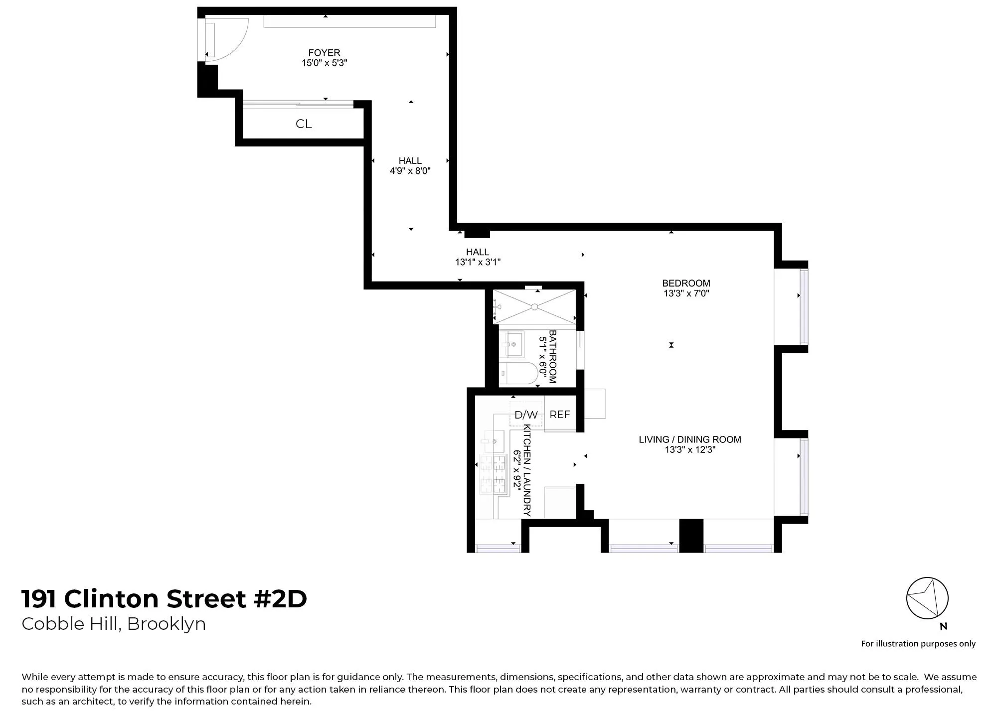 floor plan showing a studio with separate kitchen