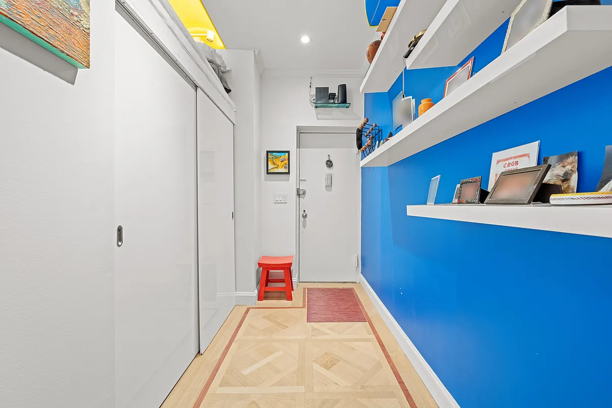 entry with a blue wall