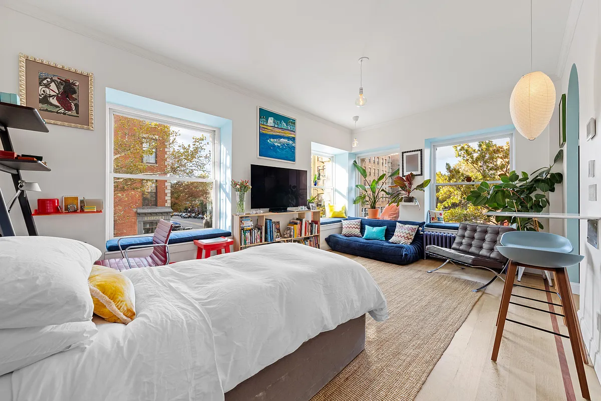 studio living space with two exposures