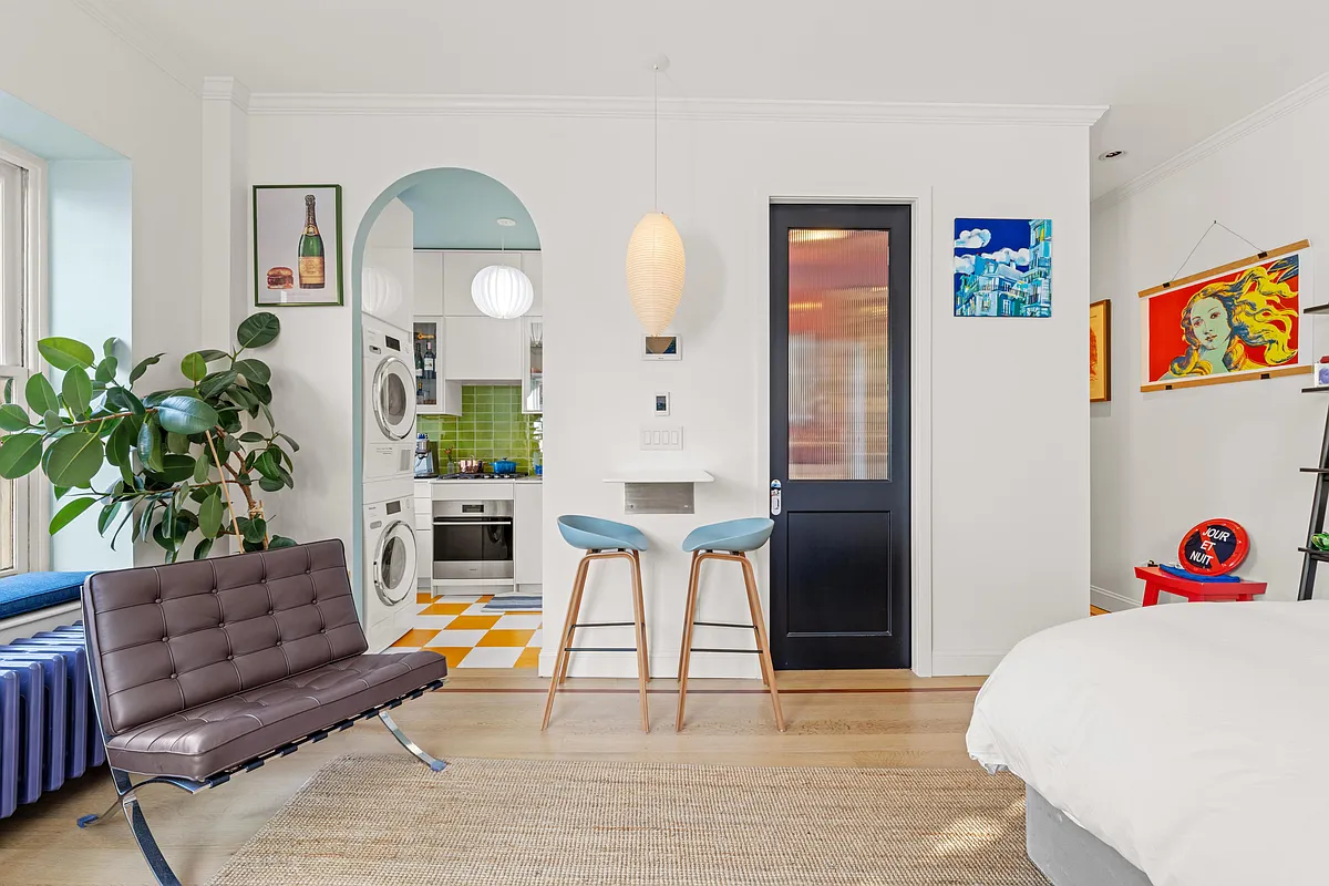living space with view into kitchen