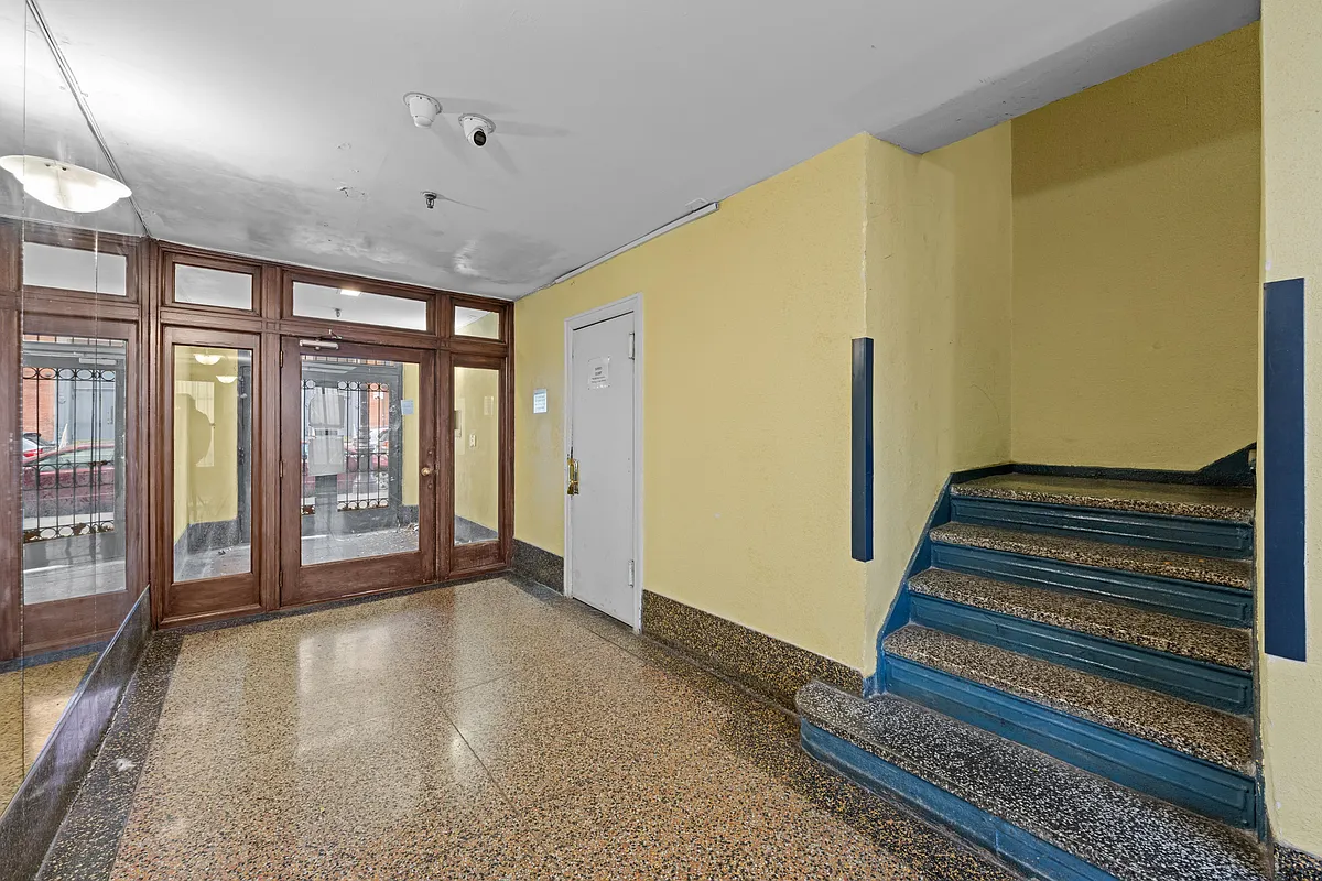 lobby with yellow walls