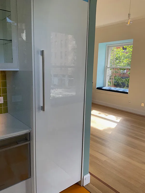 white fridge in kitchen