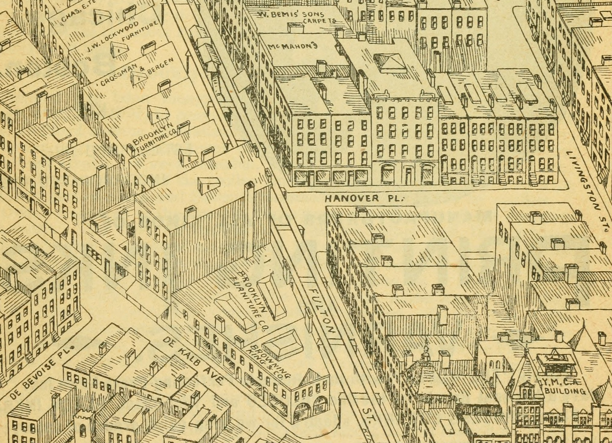 illustration showing buildings in downtown brooklyn