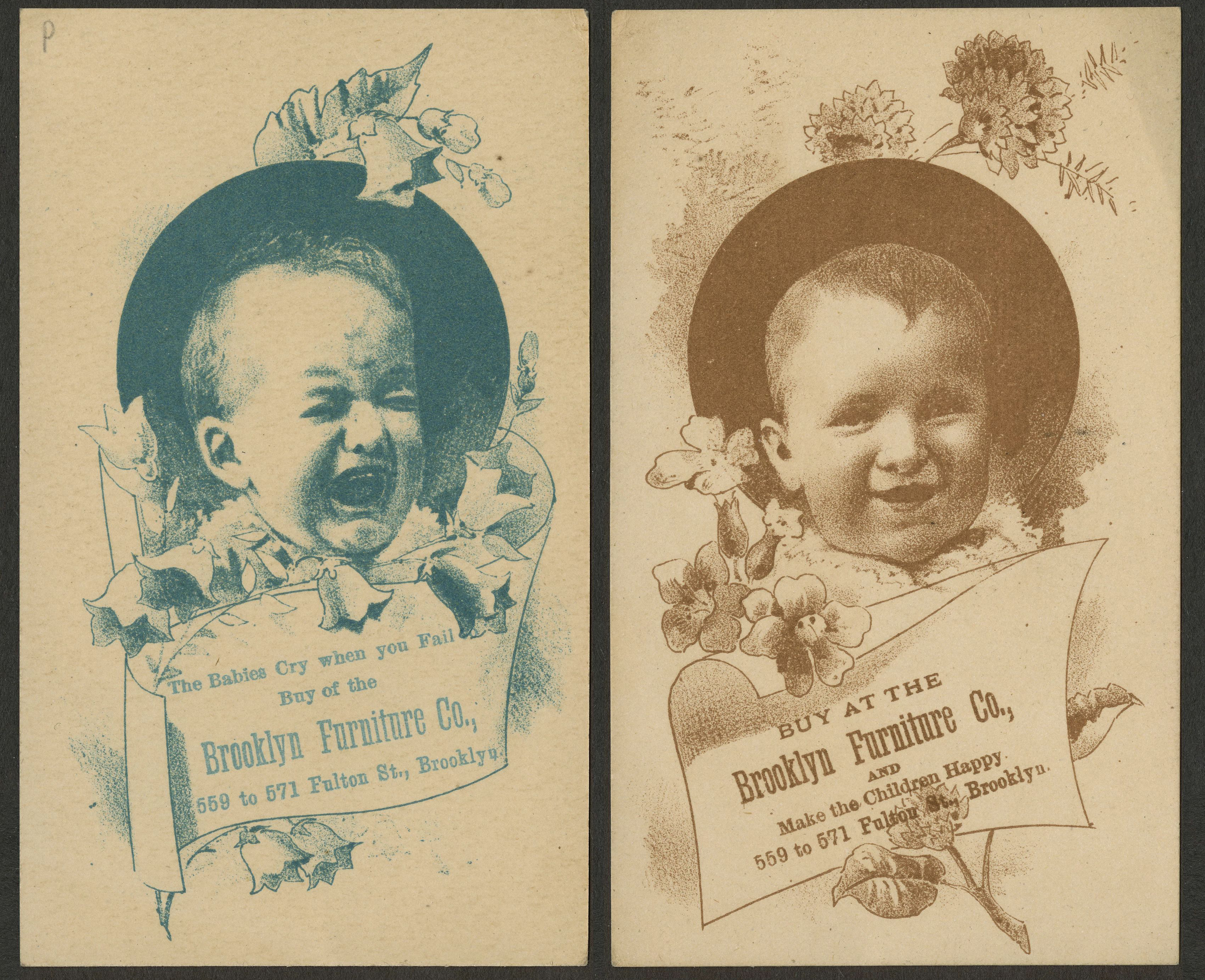 card with crying and smiling baby