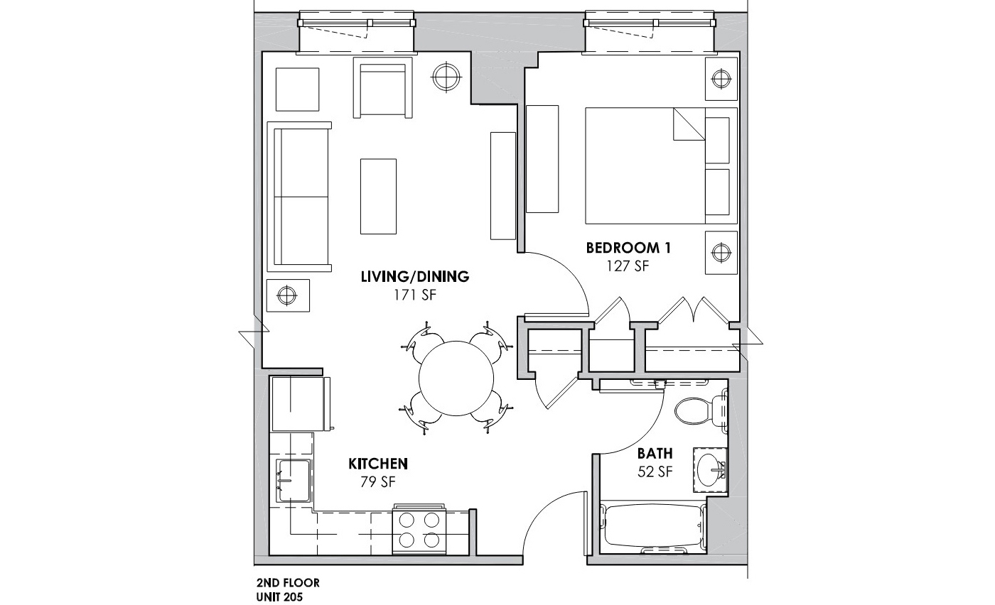floor plan showing one bedroom