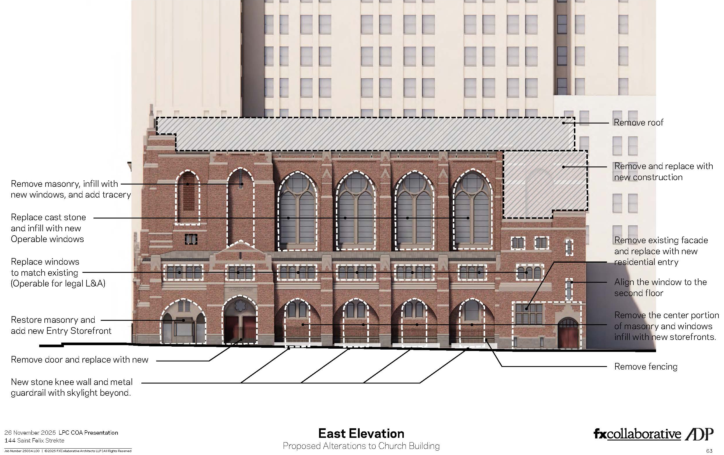 rendering with details of elements to be removed from church