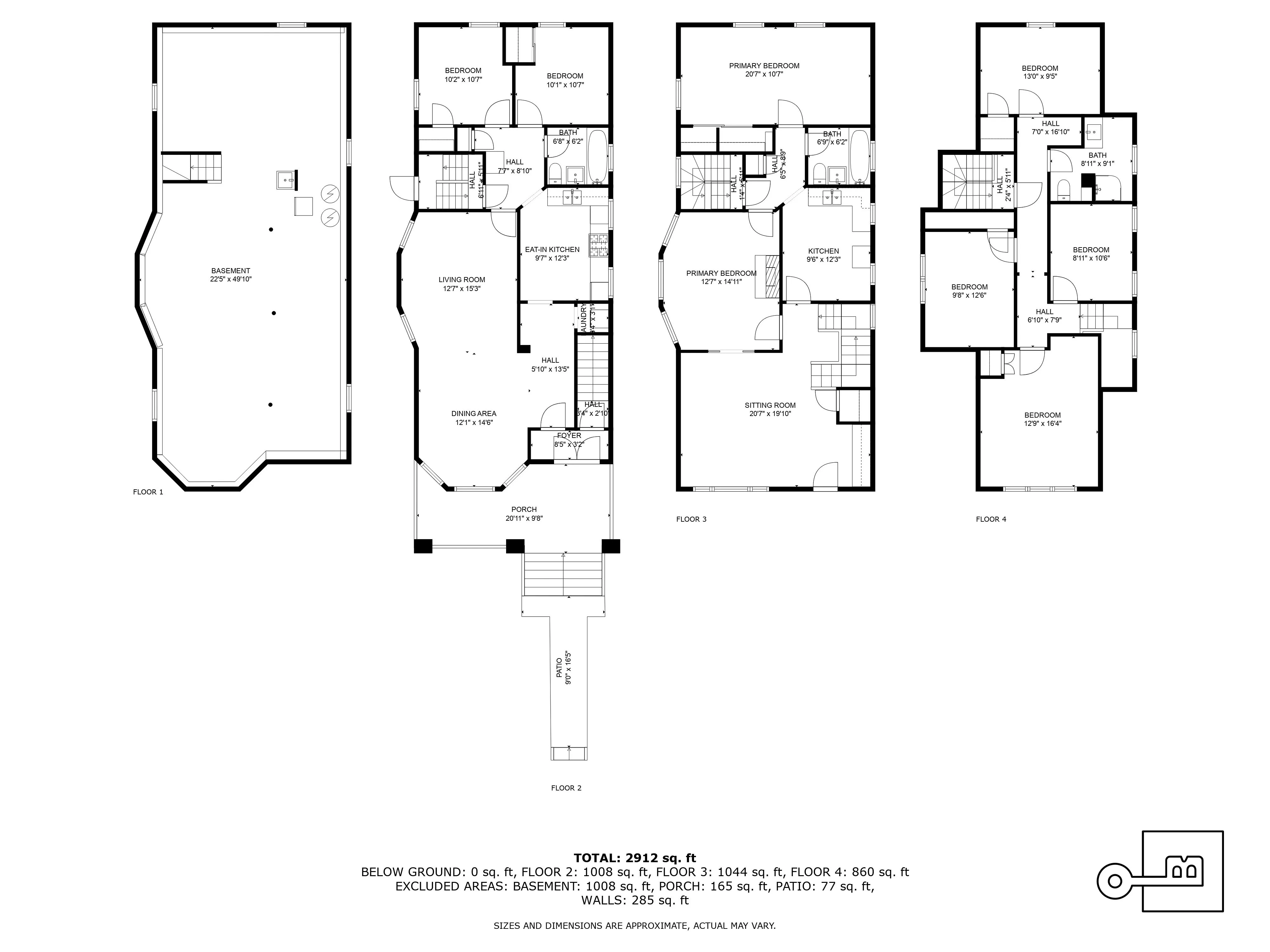 floorplan showing an upper duplex and a two-bedroom unit on the main level