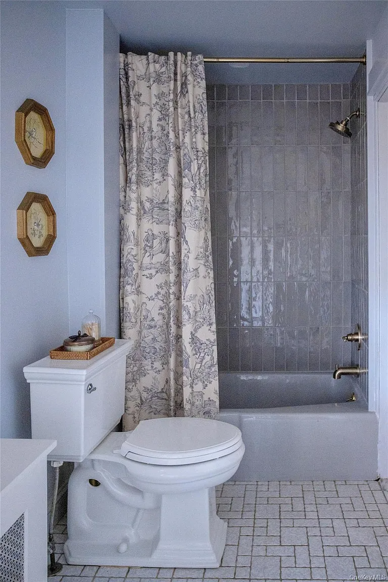bathroom with blue tile
